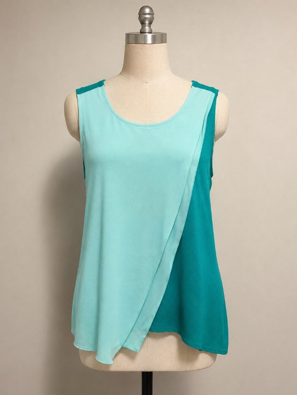 Alfani Aqua Layered Sleeveless Blouse Size XL